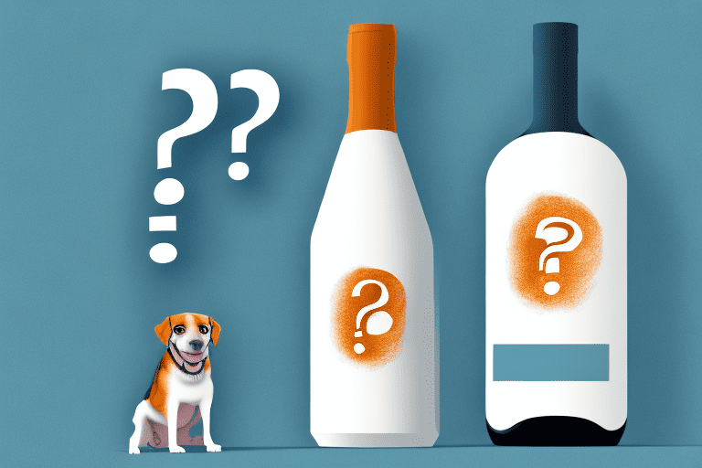 A concerned dog next to a bottle of phenergan