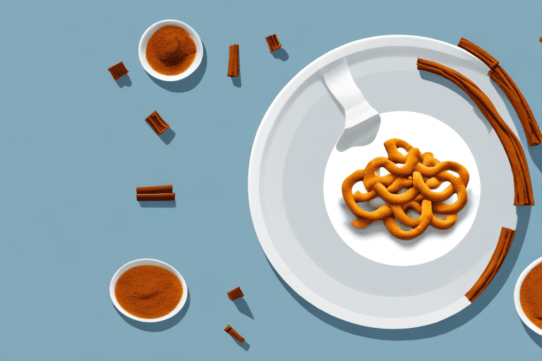 A curious dog sniffing a plate of cinnamon twists on a kitchen table