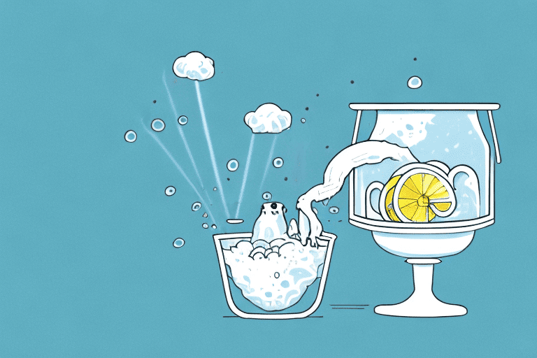 A concerned dog looking at a fizzing alka seltzer tablet in a water bowl