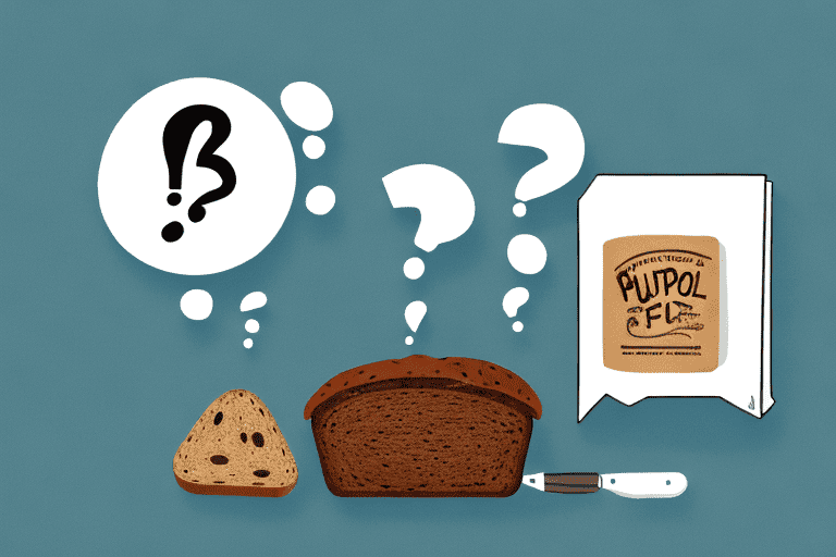 A curious dog sitting next to a loaf of pumpernickel bread on a kitchen counter