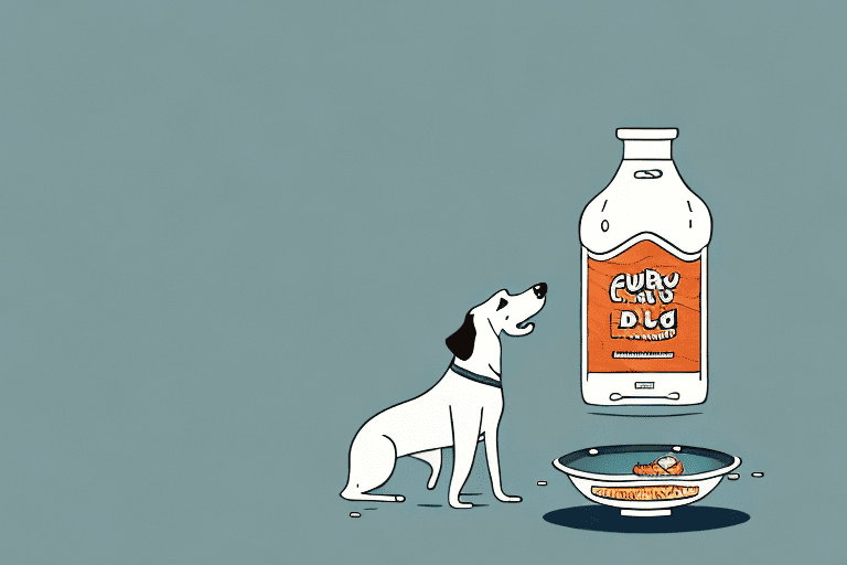A curious dog sniffing a bowl of fish sauce