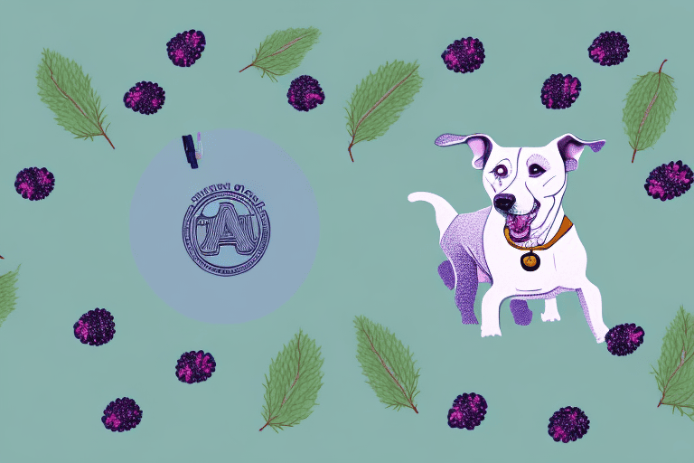 A curious dog sniffing a bush of vibrant huckleberries