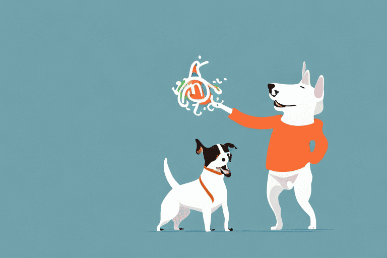 A dog happily playing with its favorite toy