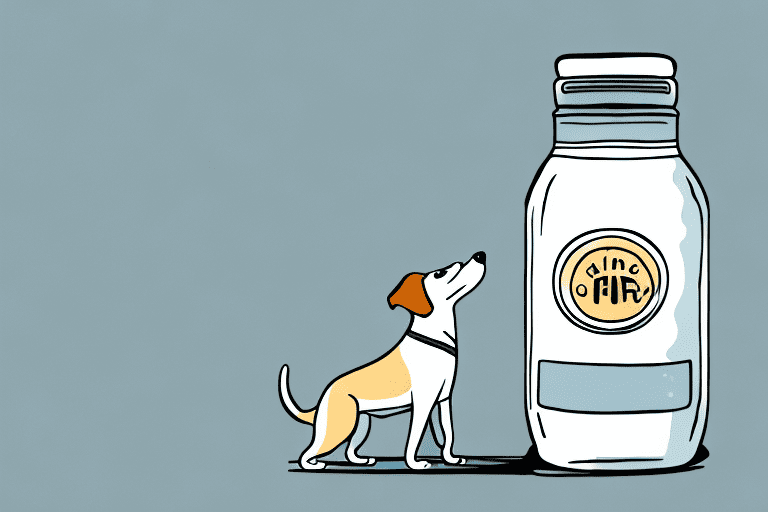 A curious dog sniffing a jar of tahini on a kitchen counter
