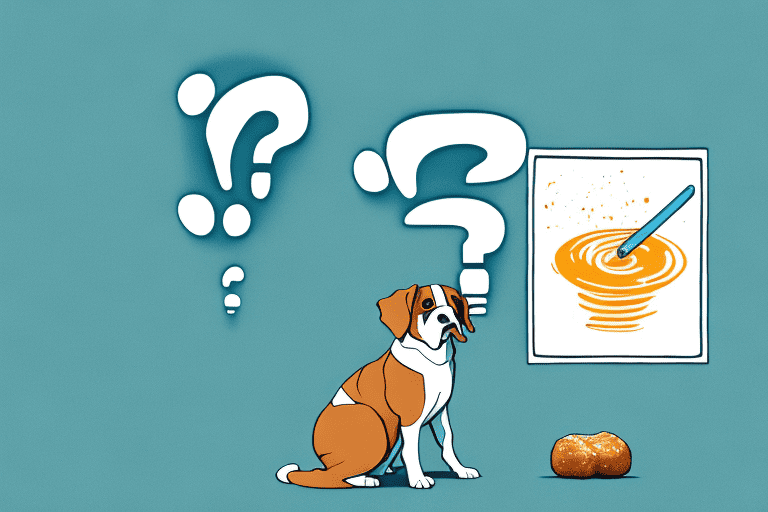 A curious dog sitting in front of a honey bun on a table