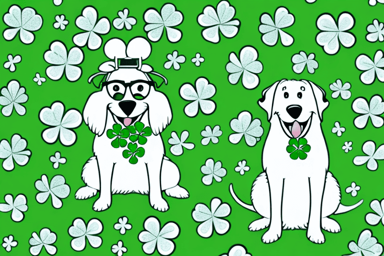 A happy dog sitting next to a shamrock shake