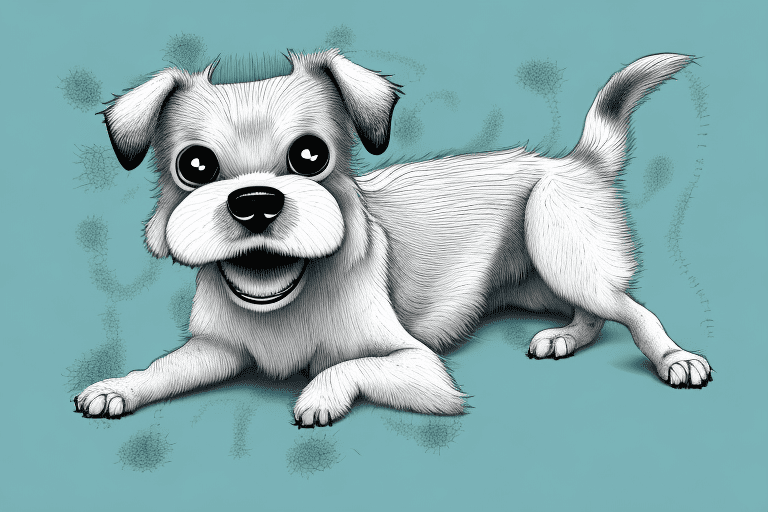 A curious looking dog scratching itself with a single
