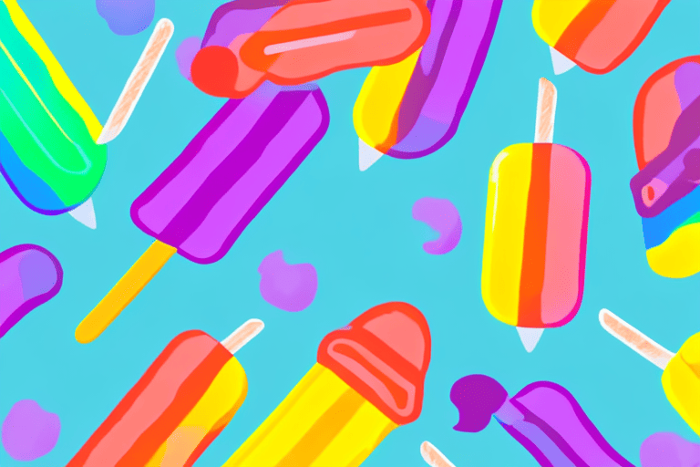 A curious dog looking longingly at a brightly colored outshine popsicle resting on a table