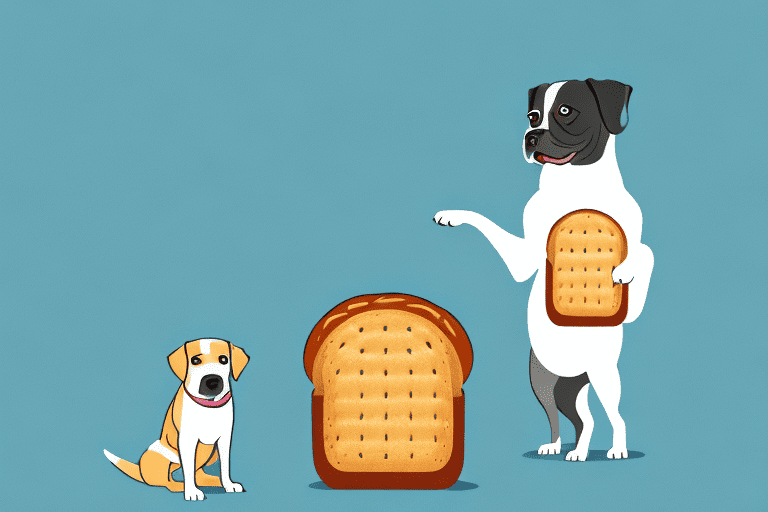 A curious dog sitting in front of a table with a loaf of hawaiian bread on it