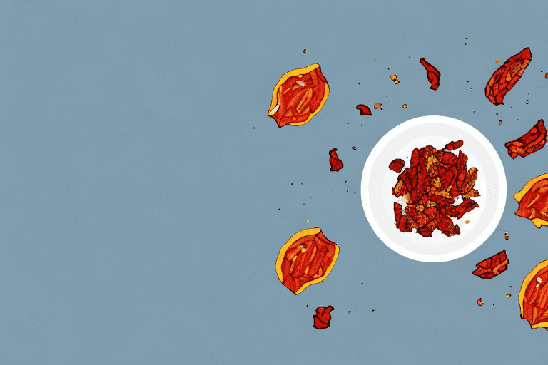 A curious dog sniffing at a bowl of sun dried tomatoes placed on a kitchen countertop