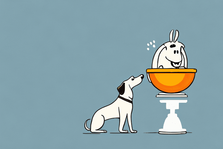 A curious dog sniffing a bowl of teriyaki sauce