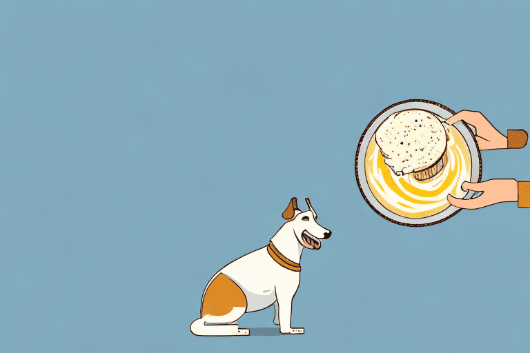 A curious dog looking longingly at a bowl of custard ice cream placed on a table