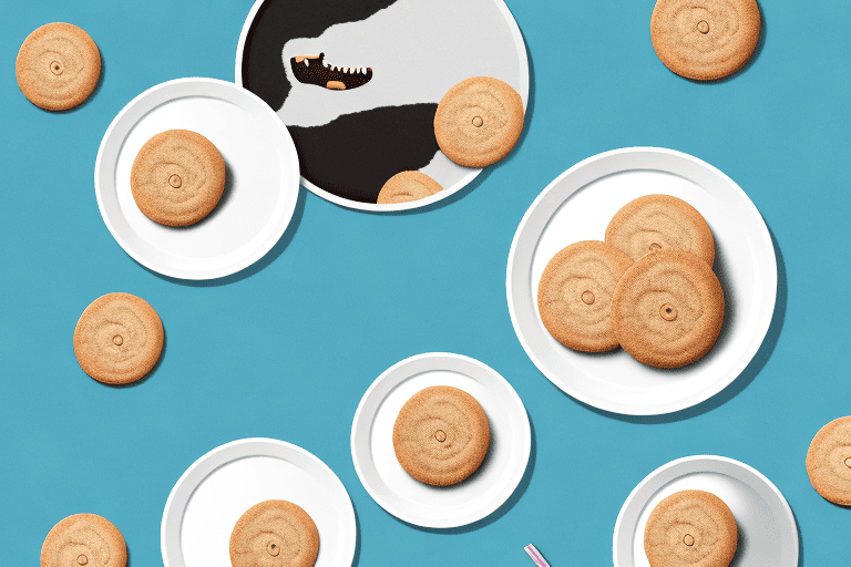 A curious dog looking longingly at a plate of snickerdoodles on a table