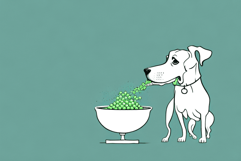 A curious dog sniffing a bowl full of split peas