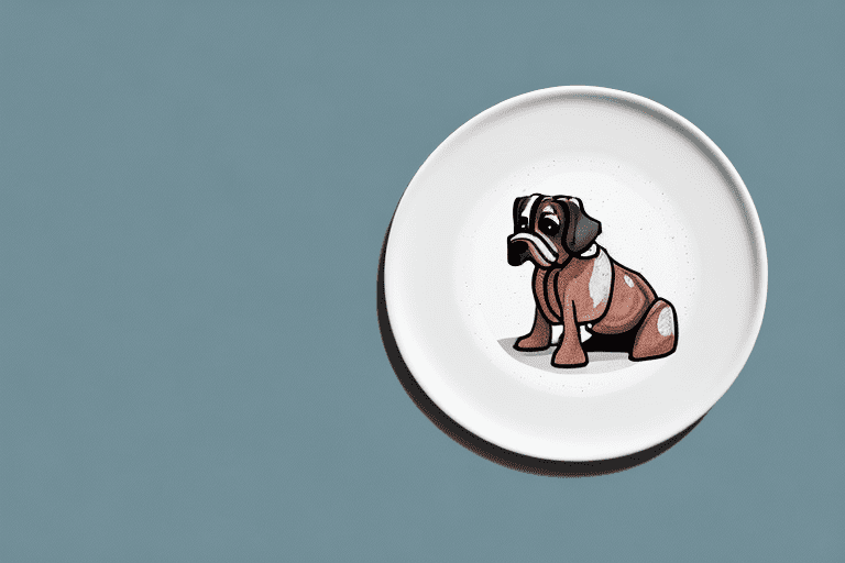A curious dog sitting in front of a plate with a piece of brisket on it