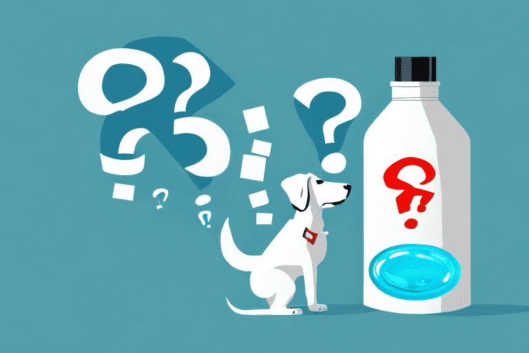 A dog curiously sniffing a bottle of doxylamine succinate pills