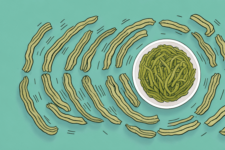 A curious dog looking at a bowl of green bean casserole placed on the floor