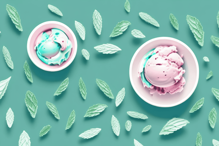 A happy dog sitting beside a bowl of peppermint ice cream