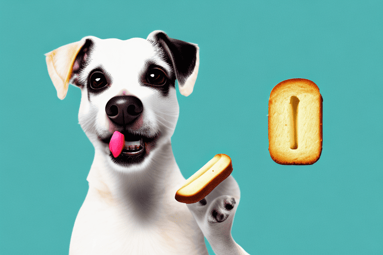 A curious dog sitting in front of a twinkie