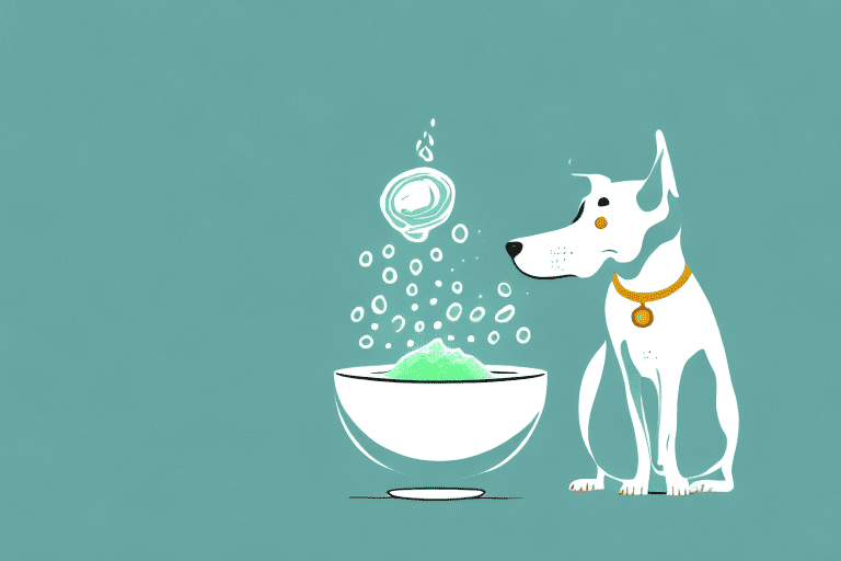 A curious dog sniffing at a bowl of sea moss gel placed on the floor