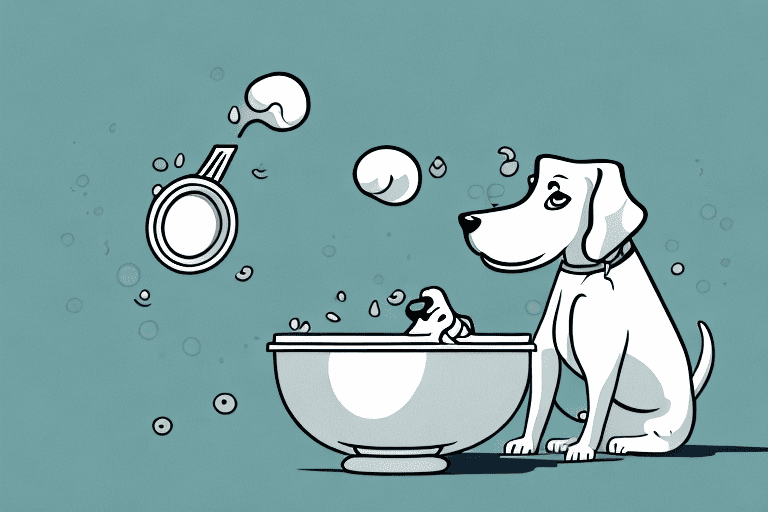 A dog near a bowl with a spoonful of benefiber