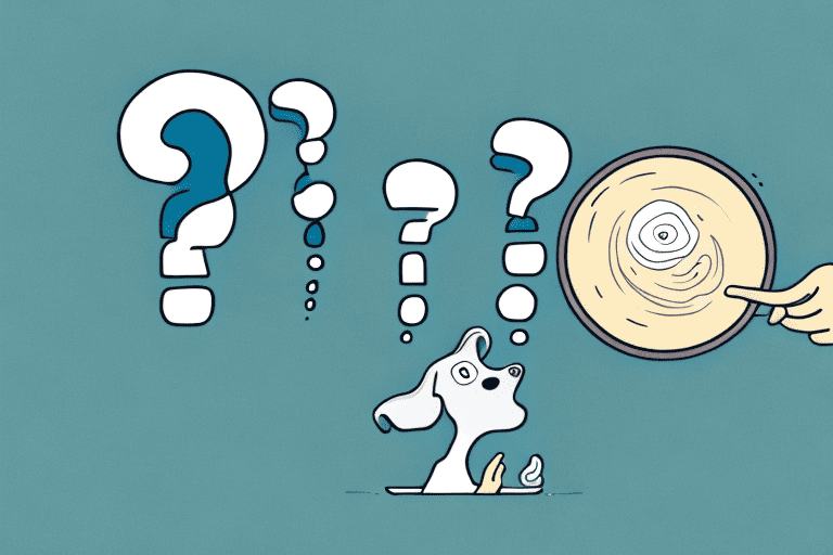 A curious dog looking at a bowl of cream of mushroom soup