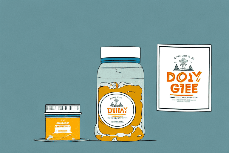 A curious dog sitting next to a jar of ghee