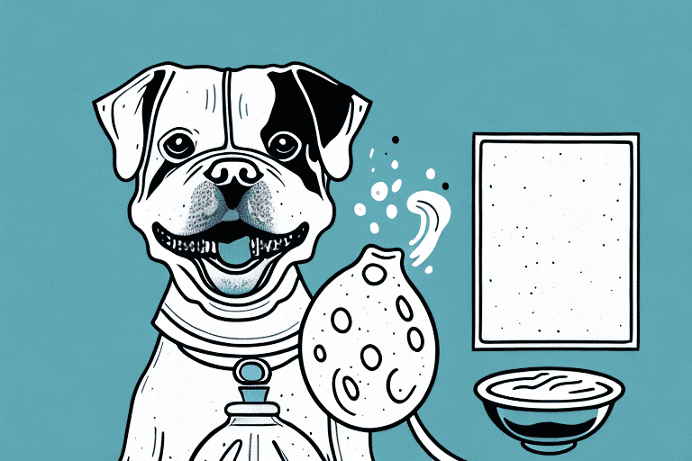 A curious dog sitting in front of a bowl of alfredo sauce