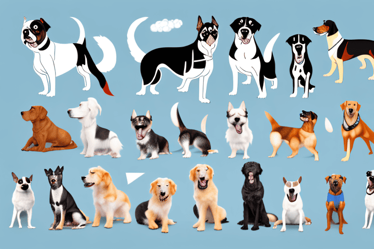 Different types of dogs showing various signs of aggression such as growling