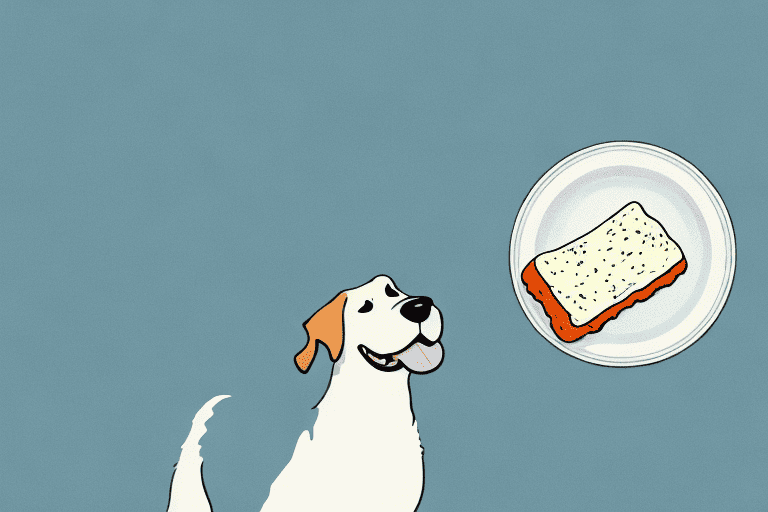 A curious dog looking at a piece of monterey jack cheese placed on a plate