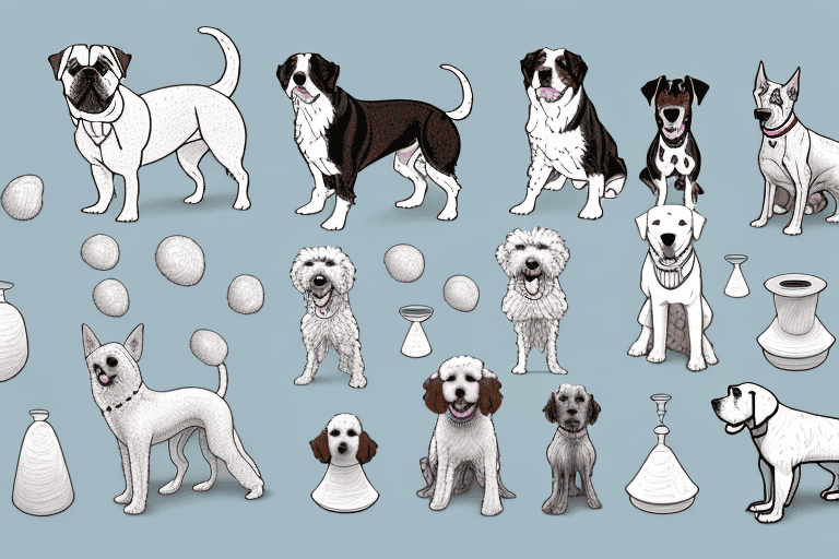 Several different breeds of dogs