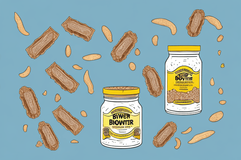 A curious dog sniffing a jar of sunflower seed butter set on a kitchen counter