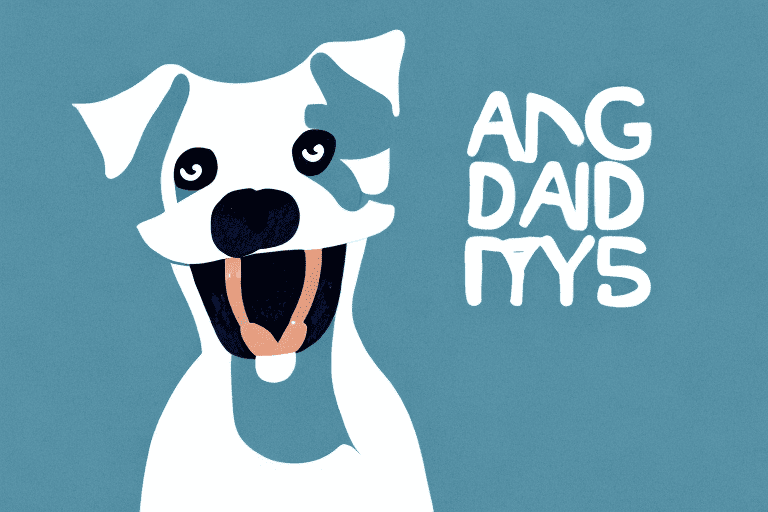 A dog in mid-bark with a slight exaggerated gagging expression