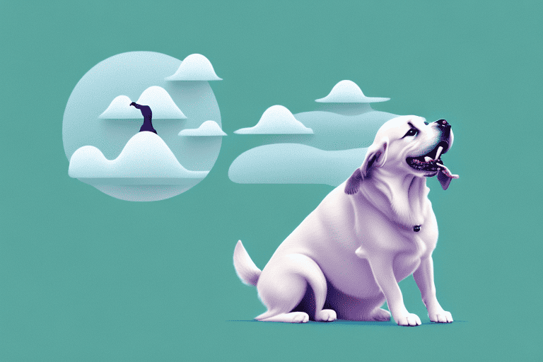 An emotional support dog barking softly while sitting on a calming