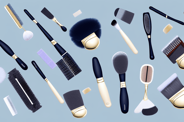 A variety of dog grooming brushes