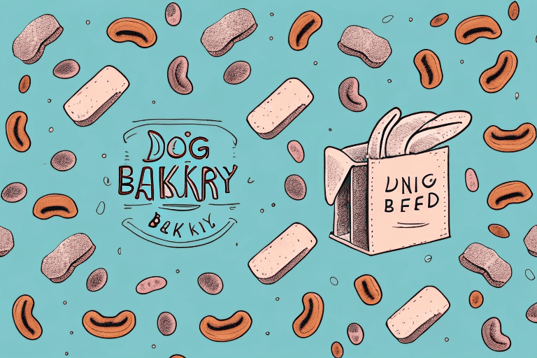 A charming bakery setting filled with various dog treats and feed