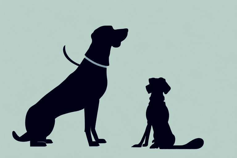 A dog sitting calmly while a silhouette of a stranger approaches