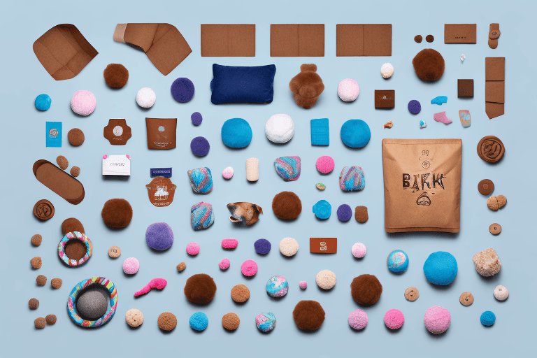 A bark box filled with various dog toys and treats