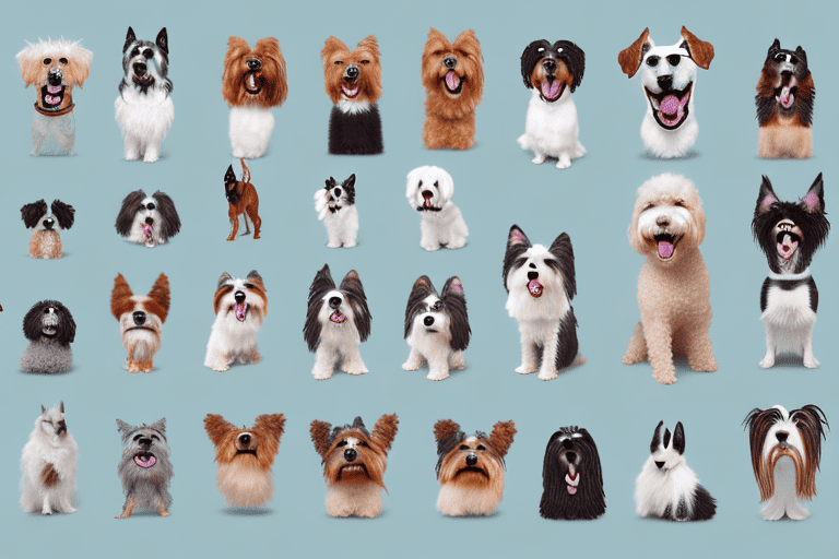 Various breeds of dogs in humorous poses and expressions