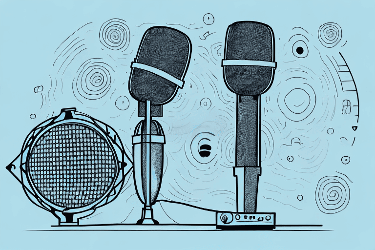 A dog barking into a microphone