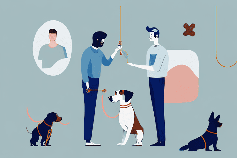 A dog being trained with a whistle and treats