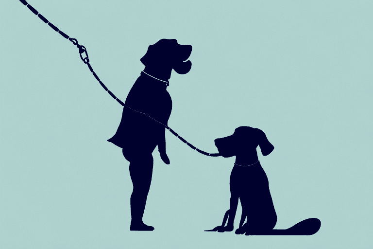 A well-behaved dog sitting calmly on a leash