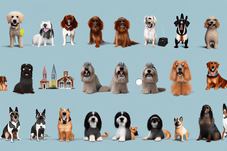 A variety of dogs of different breeds and sizes