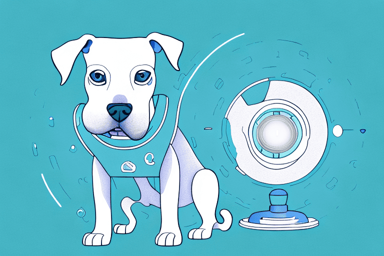 A deaf dog being trained with visual cues like a flashlight or a vibrating collar