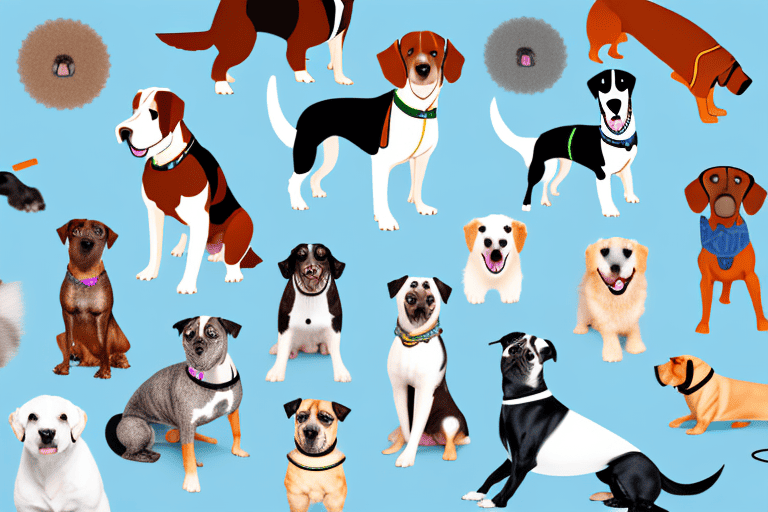 A variety of dog breeds