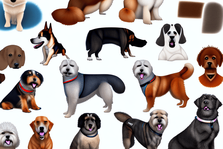 A variety of dogs with thick fur