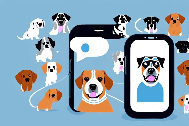 A smartphone with a dog-themed app open on the screen
