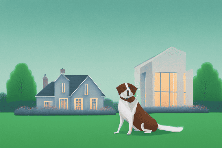 A curious dog barking at a mysterious shadowy figure