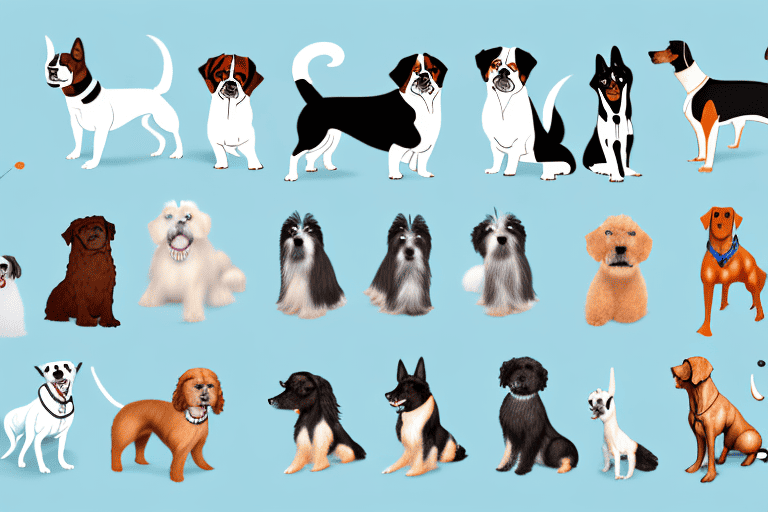 Various dog breeds in different poses and environments