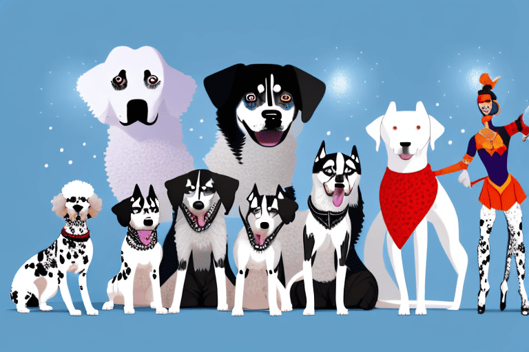 Various dramatic dog breeds like a dalmatian